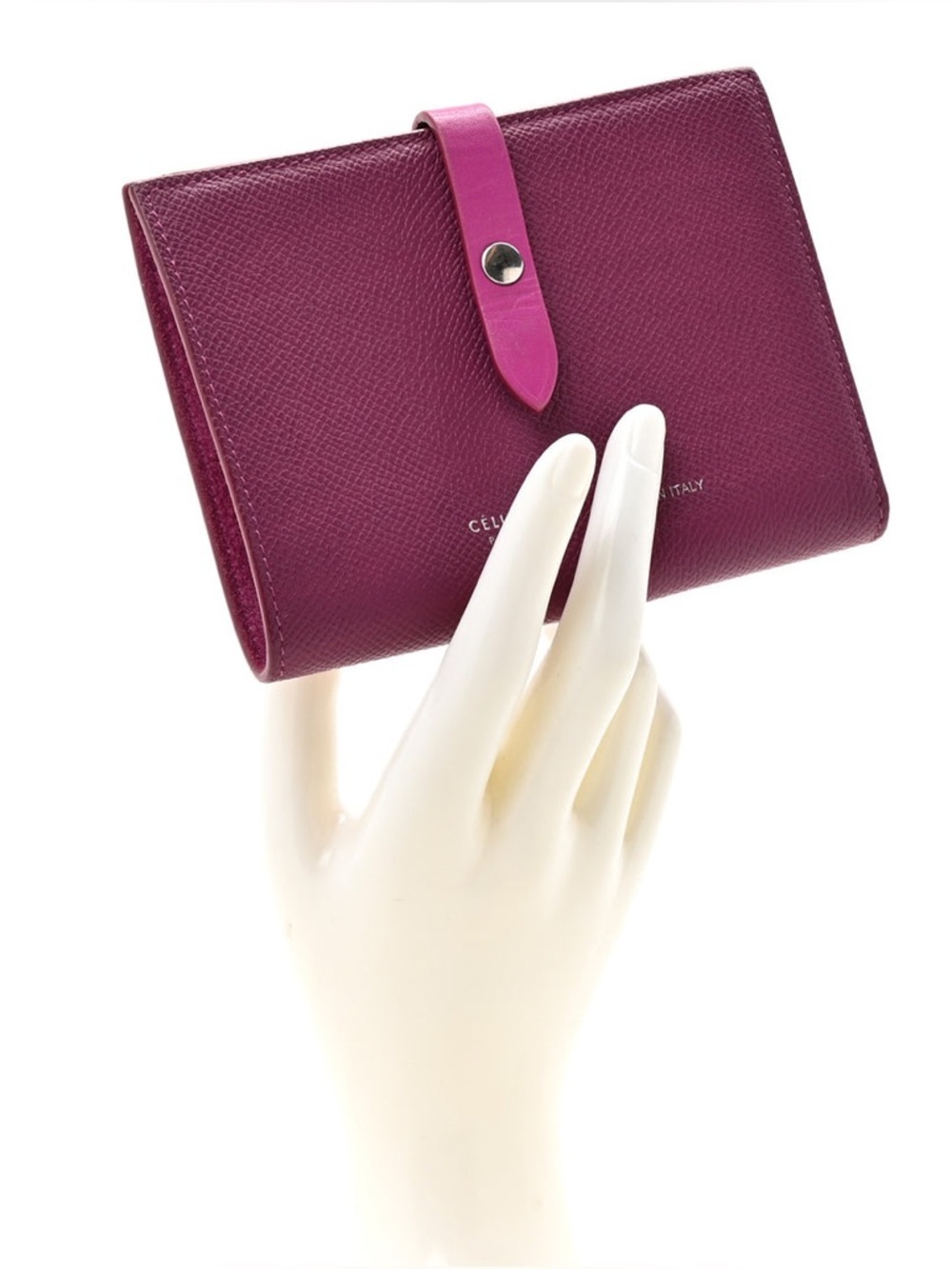 Grained Calfskin Medium Multifunction Strap Wallet Magenta - Picture 2 of 10